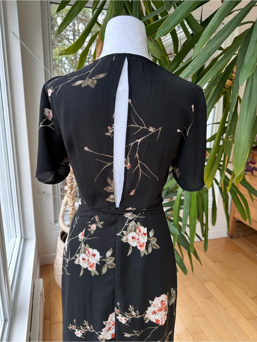 Dynamite Black Floral Maxi Dress with Pink & Cream Blooms - Picture 6 of 6
